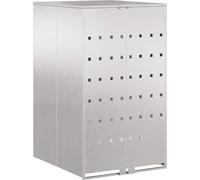 Support de poubelle vidaXL avec couvercle à gaz pour poubelle de 240 litres, en acier inoxydable
