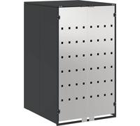 Support de poubelle vidaXL avec couvercle à gaz pour poubelle de 240 litres, en acier inoxydable