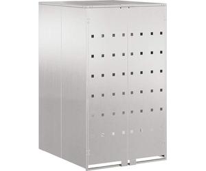 Support de poubelle vidaXL avec couvercle à gaz pour poubelle de 240 litres, en acier inoxydable