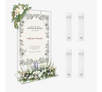 Support de présentoir de mariage, 164 x 76 x 51 cm, chevalet robuste pour panneau avec 4 sangles en cuir, adapté pour tableau de sièges, réception, affiches et décoration (Blanc)