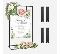 Support de présentoir de mariage, 164 x 76 x 51 cm, chevalet robuste pour panneau avec 4 sangles en cuir, adapté pour tableau de sièges, réception, affiches et décoration (Noir)