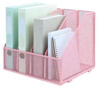 Support de rangement A4, 4 compartiments, organiseur de bureau, couleur bleu ciel