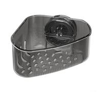 Support de rangement d'angle à ventouse en plastique pour évier avec trous de drainage et environnement humide Noir translucide