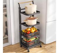 Support de rangement extensible noir pour couvercle de casserole - Support de cuisine pour nizing poêles et casseroles, 4 planches et 2 paniers, parfait pour les solutions de rangement du plan de