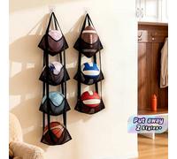 Support de rangement mural pour ballons, organisateur de football à fixer au dos de la porte pour la maison Trois couches - noires,Quatre couches - noiresAnimal,GéométriquePolyester