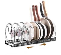 Support de rangement pour casseroles- Parfait pour organiser les couvercles et les poêles en acier chromé - Noir