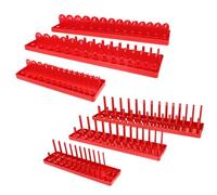 Support de Rangement pour Douilles de Clé, Plastique Rouge | Structure Haute et Basse, Insertion Pratique, pour Coffre à Outils, Organise L’espace et Limite les Pertes