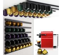 Support de rangement pour ensemble de capsules de café 6 pièces, support mural adhésif sans poinçon pour réfrigérateur, affichage pratique léger et luxueux pour la maison Black-6pcs-02