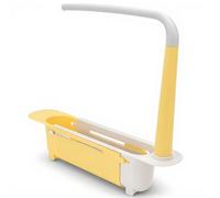 Support de rangement télescopique pour évier de cuisine, panier de vidange de rangement librement réglable, porte-savon éponge télescopique, porte-serviettes sous les organisateurs d'évier Jaune