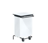 Support de sacs poubelles mobile 110 litres à pédales blanc