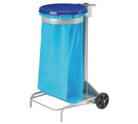 Support de sacs poubelles roulant 110 litres Rossignol à pédale bleu