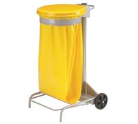 Support de sacs poubelles roulant 110 litres Rossignol à pédale jaune