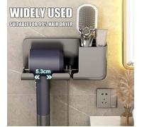 Support de sèche-cheveux monté sur le mur sans perceuse - Gris Organiseur multifonction pour salle de bain - 23 * 8.5 * 9.5 CM