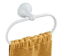 Support de serviette ovale, finition laiton vieilli, portant à vêtements, porte-serviettes mural, blanc, dimensions : 21 x 10 x 7,2 cm