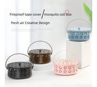 Support de spirale anti-moustiques, brûleur d'encens pour la maison et l'extérieur, support de spirale anti-moustiques avec couvercle, conception résistante au feu rose,bleu,noir,bronze,Rose 1Fer