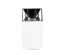 Support de spot à LED encastrable carré GU10, corps blanc, réflecteur chromé.