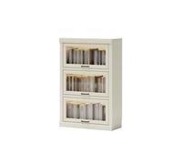 Support de stockage de CD Armoire de plancher bibliothèque en bois massif | Vitrine domestique(Blanc)