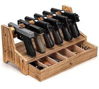Support de support d'armes à feu en bois avec support de pistolet à tiroir | Présentoir for armes de poing, accessoires de sécurité for armes à feu, support d'intérieur for armoires à armes, bu(Large)