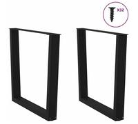 Support de table-Pieds de table - VENTE-FLASH - à manger en forme de V 2 pièces Noir 90 x (72-73,3) cm Acier @49111507
