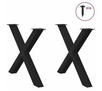 Support de table-Pieds de table - VENTE-FLASH - à manger en forme de X, 2 pièces, noir, 90 x (72-73) cm, acier @93620475