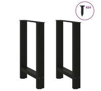 Support de table-Pieds de table - VENTE-FLASH - à manger Noir 2 pièces 60 x (72-73) cm Acier @40565312