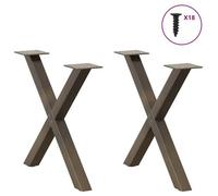 Support de table-Pieds de table - VENTE-FLASH - basse en forme de X, 2 pièces, acier naturel, 50 x (42-43) cm @73552706