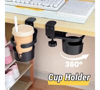 Support de tasse pliable/rotatif sans perçage | Étagère de chevet métallique réglable + design gain de place | Support de rangement pour tasse/café/thé suspendu (2 en 1 pour table/mur + indispensable 
