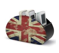 Support de télécommande en cuir avec 5 compartiments vintage Union Jack Drapeau britannique Boîte de rangement pour télécommande TV Organiseur de bureau pour lecteur multimédia, chauffage, contrôleur