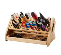 Support de tournevis, avec plateau 53 trous en bois pour l'organisation de la maison - Organiseur de rangement pour outils, établi de réparation, panneau perforé de bureau, garage, camion, remorque