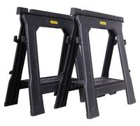 Support de travail Stanley, réglable en hauteur, paire (conception permettant un rangement plat, base stable grâce aux pieds en caoutchouc, capacité de charge de 450 kg, inclut un support pour câbles)