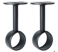 Support de tringle à rideaux et penderie avec vis, fixation au plafond, noir mat acier inoxydable, diamètre 32 mm, lot de 2