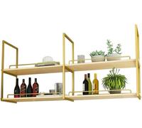 Support De Verres à Vin Suspendu Au Plafond Doré, Support Mural pour Bouteilles De Vin, étagères Flottantes pour Bar, étagères Créatives pour Plantes Et Pots De FL, 140x30x80cm