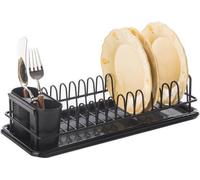 Support d'égouttage pour vaisselle Ibenzoa®, compact, dimensions 41 x 17 x 10 cm – pour 12 assiettes, structure métallique, panier à couverts amovible en 2 parties, bac de récupération en plastique