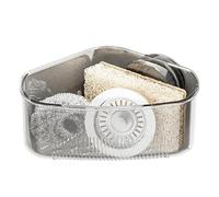 Support d'éponge - Organiseur de cuisine d'angle 15,5 x 6 x 7 cm, panier de drainage pour évier, étagère de rangement avec support de savon, porte-brosse multi-usages, maison multi-usages