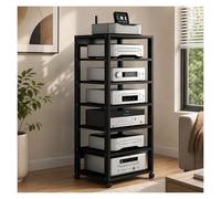 Support D'équipement Audio Vidéo À 7 Niveaux, Support De Console De Composants Stéréo, Armoire Multimédia, Amplificateur De Haut-Parleur, Lecteur De Disque, Plateau Tournant CD(Noir)
