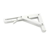Support D'étagère Triangulaire en Acier, Pliable, Fixation Murale Blanche | Équerre à Angle Droit, Bouton de Rabattement, Gain de Place, Soutien Stable pour Garage, Maison et Ornements