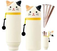 Support deux-en-un, stylo à bille en caoutchouc en forme d'animaux (lot de 4), stylo caricature avec plume amovible, stylo deux-en-un en forme de chat, stylo caricature en forme de chat pour garçons e