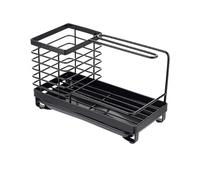 Support d'évier de cuisine en acier inoxydable avec plateau de drainage en plastique noir