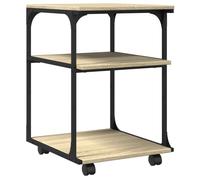 vidaXL Support d'Imprimante à 3 Niveaux, Table d’Impression avec Rangement, Chariot avec roulettes, Organisateur de Dossiers, Chêne Sonoma