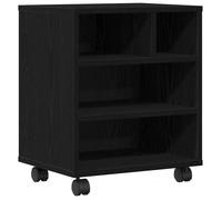 Support d'imprimante avec rangement - vidaXL - Chêne noir - 41 x 32 x 48 cm - Roues - Deux niveaux - Bois d'ingénierie