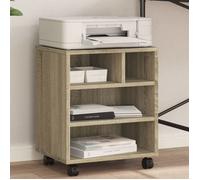 Support d'imprimante avec roulettes - vidaXL - Chêne sonoma - 41x32x48 cm - 4 roulettes - 2 roulettes verrouillables