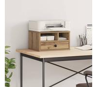 vidaXL Support d'imprimante chêne fumé Bois d'ingénierie 40x32x22,5 cm avec tiroir