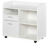 Vinsetto Support d'imprimante Caisson d'organisation roulant 80 x 40 x 72 cm Bois blanc