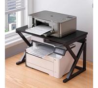 Support d'imprimante de bureau à 2 niveaux avec étagère de rangement pour scanner, fax, livres, fichiers - Étagère multi-usages