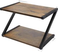Support d'imprimante de bureau, conception à 2 couches, structure en Z, pieds réglables, chocolat