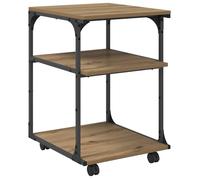 Support d'imprimante en bois - vidaXL - Chêne artisanal - 43x48x64 cm - Roues - Trois niveaux - Grand espace de stockage