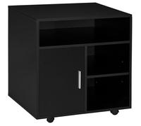 Support d'imprimante organiseur bureau caisson placard porte 3 niches + grand plateau panneaux particules noir