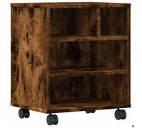 vidaXL Support d'imprimante chêne fumé avec roulettes 41x32x48 cm, rangement