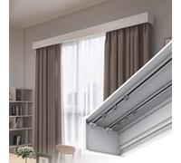 Support Double Tringle à Rideaux Robuste, Caisson de cantonnière Polyvalent pour Fixation au Plafond et au Mur, Design élégant et Durable pour la décoration intérieure