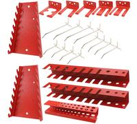 Support d'outils 22 pièces - Porte-clés / Porte-tournevis / Porte-embouts - Kit d'accessoires robuste - Acier de haute qualité avec revêtement époxy - Organisation professionnelle - Système mural pour
